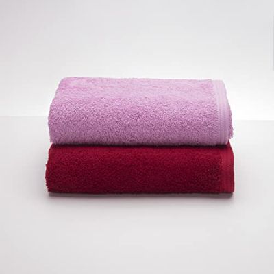 Sancarlos - Set di 2 asciugamani Ocean Duo da lavandino, colore granato e rosa gomma, 100% cotone, 550 g/m²