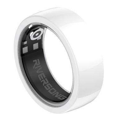 RIVERSONG Slimme ring met nano-keramisch ontwerp, 24/7 hartslag- en slaapmonitor, SP02-tracking, activiteit en calorieën, 3-daagse batterij, IP68 waterbestendig, compatibel met iOS en Android
