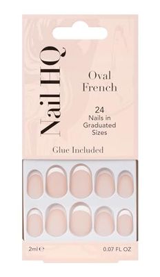 NAIL HQ Oval French Nails, Natural & White