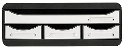 Exacompta - Réf. 3197213D - Toolbox mini caisson individuel à 4 tiroirs pour ranger les petits ustensiles - Dimensions extérieures : Profondeur 27 x largeur 35,5 x Hauteur 13,5 cm - Blanc brillant