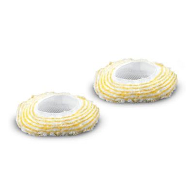 Kärcher Set de Bonnettes pour Grande Brosse Ronde : 2 Bonnettes Microfibres Haute Qualité, Pour un Nettoyage Optimal Avec la Grande Brosse Ronde, Accessoire d'Origine Pour Nettoyeurs Vapeur Kärcher