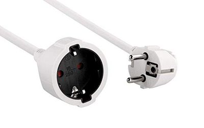 Electraline 01647 Rallonge de câble en plastique IP20 pour intérieur/rallonge avec sécurité enfant Blanc 10 m