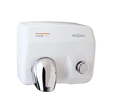 Mediclinics All Care 12180 SANIFLOW E88 Sèche-Mains Automatique avec Bouton Poussoir - Montage Mural - Acier - Blanc