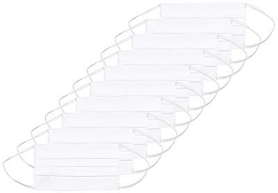Oscar Apparels Reusable Face Mask, 100% BCI Cotton with Elastic Loop, White, Adult (10 Pack)
