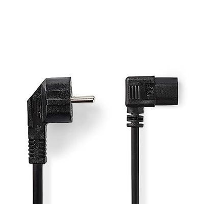NEDIS Kabel zasilający | wtyczka z zestykiem ochronnym | IEC-320-C13 | zakrzywiony | kątowy | niklowany | 2,00 m | okrągły | PCW | czarny | worek plastikowy