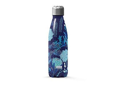 IDRINK I-Drink - Borraccia 500 ml Termica Acciaio Bottles (Fiori Blu)