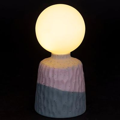 Villa d'Este Home Tivoli 1996 LED-lamp, werkt op batterijen, aardewerk, hoogte 18 cm, sokkel wit en groen