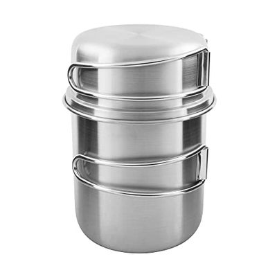 Tatonka Mok 600 ml set – bekerset van roestvrij staal bestaande uit beker en deksel – met inklapbare handgrepen en volumeschaal – compatibel met Nalgene brede hals 1 liter