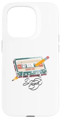Retro 90s 80s Cassette Tape Pencil 1980s Retro Vintage Case for iPhone 15 Pro