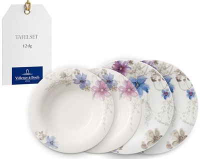 Villeroy & Boch – Mariefleur Conjunto de jantar de 12 peças para 6 pessoas multicoloridas, adequado para máquina de lavar louça, adequado para micro-ondas, pratos, louça de porcelana cores, conjunto