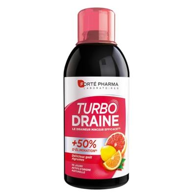 Forté Pharma - TurboDraine Agrumes | Complément alimentaire Elimination et Drainage à base de Thé vert - Perte de poids | Solution buvable à diluer avec Bouchon Doseur - Saveur Agrumes - Flacon 500ml