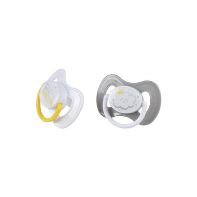 BEBE SUAVE, Set De 2 Chupetes De Silicona Fisiológica Nube 0-6Meses Essen'Ciel