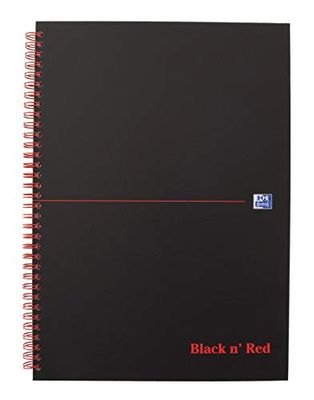 Oxford 400047651 Spiralbok Black n' Red A5 linjerad matt inbunden 70 ark svart/röd anteckningsblock skrivblock college block