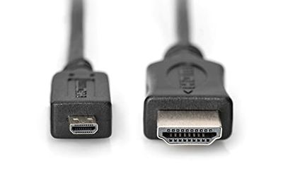 DIGITUS Cabo de conexão HDMI de alta velocidade, tipo D-A - 1,0 m - com canal Ethernet - Ultra HD 4k/30 Hz - compatível com TV/projetor/monitor - contactos banhados a ouro - preto