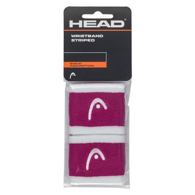 HEAD Unisex Adult Polsband Gestreept 2.5, Vivid Pink/White, 6,5 cm