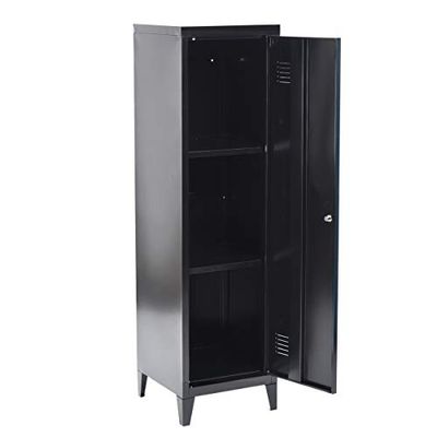 FurnitureR Archivador Estilo Industrial Armario de Almacenamiento con Llave, Armario con Cerradura, Muebles de Oficina, 38,2 x 38,2 x 137,3 cm, Color Negro