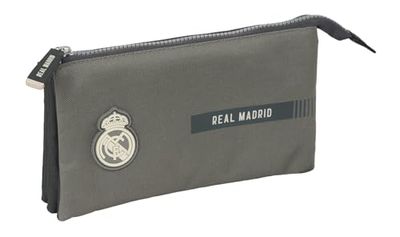 Safta Real Madrid 3rd Team 24/25 – Triple Pencil Case, Children's Pencil Case, Ideal for School Age Children, Comfortable and Versatile, Quality and Resistance, 22 x 3 x 12 cm, Grey, M, Casual