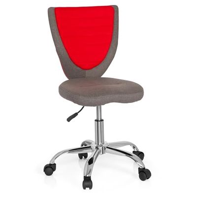 HJH Office kinderbureaustoel, draaistoel, Kiddy Comfort, stof grijs/rood