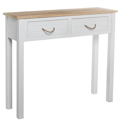 MESA DE ENTRADA C/2 CAJONES MADERA BLANCA_90X28X81CM, DM+PAULOWNIA