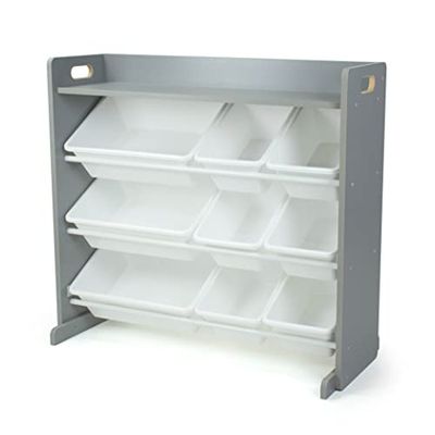 Humble Crew, étagère pour Enfants, Organisateur de Jouets avec 9 bacs de Rangement, Gris/Blanc