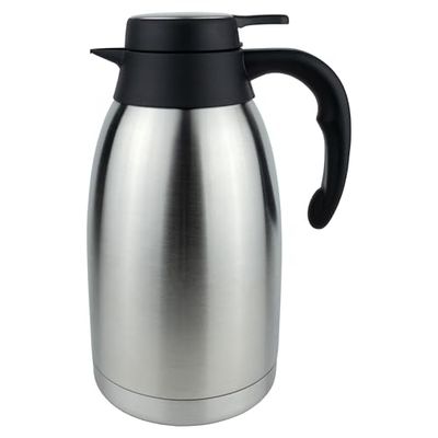 Pioneer Carafe à café intérieure sous vide, acier inoxydable, finition satinée, couvercle plat en acier inoxydable, 2 litres