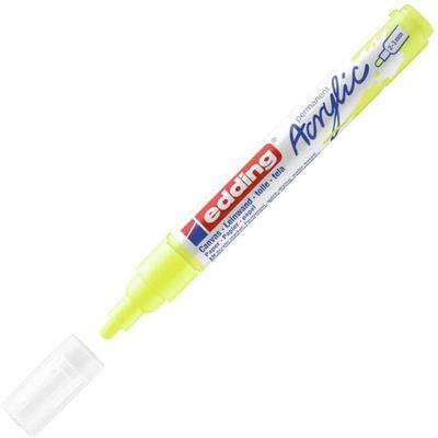edding 5100 Marcatore Acrilico Medio, Giallo Fluorescente, 1 Marcatore a Vernice Acrilica Waterproof, Punta Tonda 2-3Mm, Pennnarello Acrilico per Disegno Su Tela, Carta, Legno, per Ciotoli