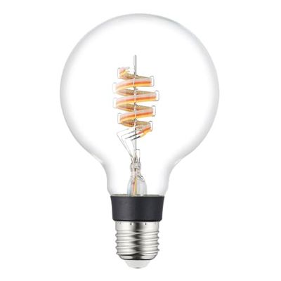 Eglo Connect.z Smart-Home LED Light Bulb E27, G95 Globe, ZigBee, app and Alexa Voice Control, dimmable, Warm White, 4.9 watt, Vintage Lightbulb Transparent Spiral Shape