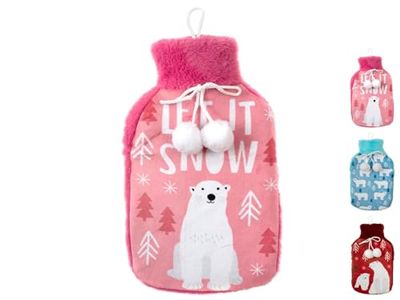 H&H Warmwaterkruik van fleece, Polar Bär, 2 l, gesorteerd, 9 stuks