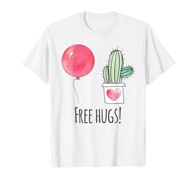 Cactus Shirt Free Hugs Balloon Heart Succulent Cactus Maglietta