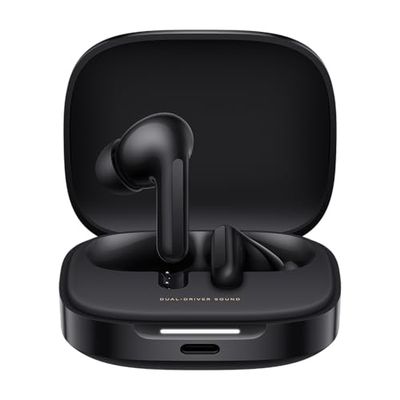 Xiaomi Redmi Buds 6, Cuffie Bluetooth, Design a doppio Driver, Cancellazione attiva del rumore, Doppio Microfono con AI integrata, Batteria a lunga durata fino a 42 ore, Comandi Touch, Nero