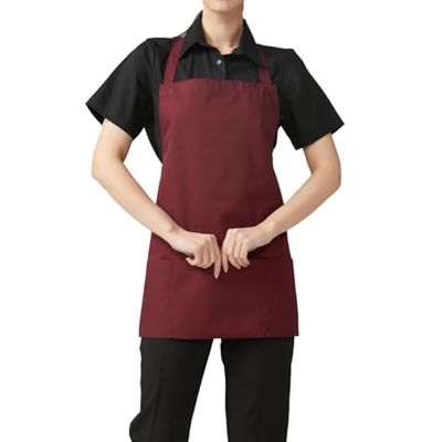 MISEMIYA Grembiule con Salopette Kx-1-865 Anteriore con PETO, Granata, 60 cm x 65 cm Unisex-Adulto
