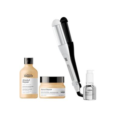 SteamPod 4 - Lisseur Boucleur Vapeur Professionnel, Protection de la Fibre, Tenue Longue Durée, Outil + Soin Lissant Concentré + Routine Absolut Repair, L'Oréal Professionnel