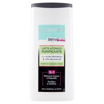 CLINIANS | Detox Milk+Tonic 2in1, Dermatologiquement testé, Nettoie Délicatement, Made in Italy, 200 ml