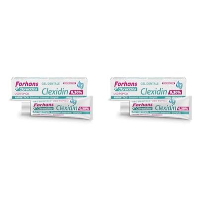 Forhans Clorexidina, Gel Dentale Clexidin 0,30%, Gel Pronto Intervento Ad Uso Topico Con Clorexidina, Azione Antisettica E Antibatterica, Senza Alcol, Sapore Gradevole, 50 Ml (Confezione da 2)