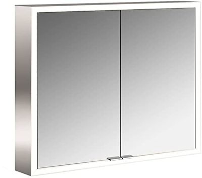 Emco Asis spiegelkast met LED-verlichting (breedte 80 cm, opbouwmodel, verspiegelde achterwand, badkamerspiegel) 949705062, spiegel, normaal