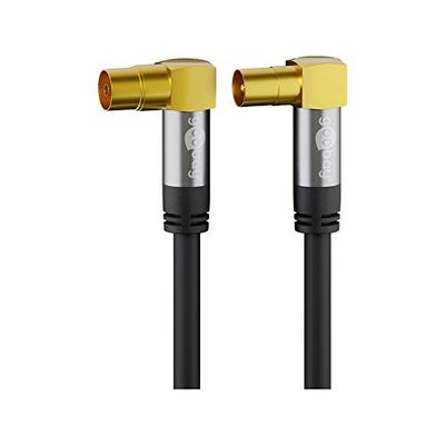 Goobay 70475 - Cable coaxial para antena de televisión (90°, 135 dB, apantallado cuádruple, 10 m), color negro