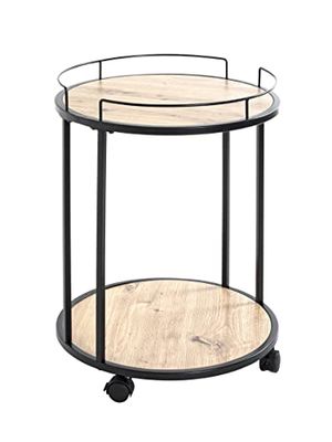 HAKU Möbel desserte chêne, Noir, MDF, mélamine, métal - Dim.: H 60 cm x Ø 45 cm, Style: Modern
