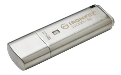 Kingston IronKey Locker+ 50 USB Flash Drive XTS-AES gecodeerd voor gegevensbescherming met automatische USBtoCloud back-up-IKLP50/128GB