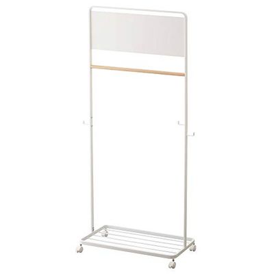 Yamazaki 5175 TOWER Porte-manteau pour enfants avec panneau, blanc, Acier/Bois/Nylon, minimaliste, 68.5 x 33 x 140 c m