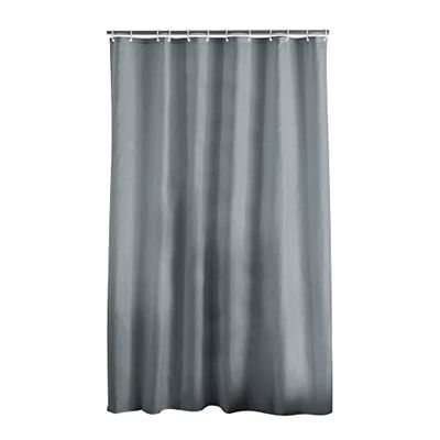 Douceur d'Intérieur 1800695 - Tenda da doccia con ganci, in poliestere, 180 x 200 cm, colore: Antracite