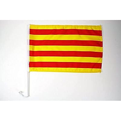 AZ FLAG - Drapeau Catalogne Pour Décoration Voiture Avec Attaches En PVC Et Système d'Accroche - Car Flag Catalan - 100% Polyester - 50g - 45x30 cm