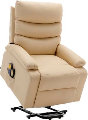 ASTAN HOGAR Fauteuil Relax avec Fonction Auto-Assistance (lève-Personnes), Inclinaison électrique, Massage et thermothérapie, modèle Ceci AH-AR10530CR, crème,
