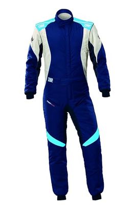 OMP - First Evo racingdräkt, FIA 8856-2018, komfort och andningsförmåga, blåblå/blå, storlek 42