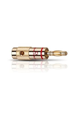 OEHLBACH Banana B1 – Conector banana para cable de hasta 10 mm² – Dorado, rojo/negro, 4 unidades, dorado