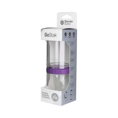 BlenderBottle GoStak 2Pak, Contenedor de suplementos alimenticios, plum, Pak de (2x150ml)