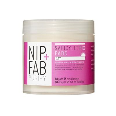Nip + Fab Salicylic Acid Fix, Peeling-Gesichtspads für die Tagespflege mit Salicylsäure, Aloe Vera, BHA-Säure, Feuchtigkeitspflege, Anti-Akne-Behandlung, Verfeinerung der Poren, 60 Stücke