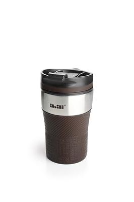 IBILI - Double Wall Sport Coffee Cup, 260 ml, Stainless Steel, Airtight, Brown