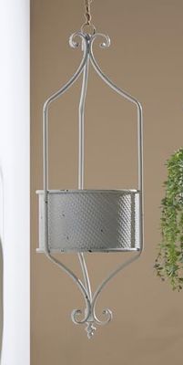 MACETERO COLGANTE METAL DECAP. BLANCO 29D CMS. 29dx85 cms