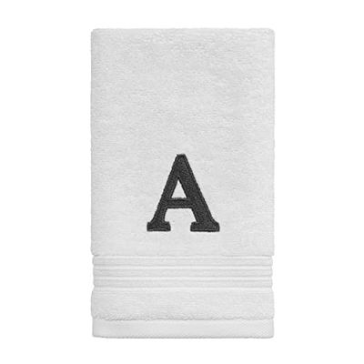 Avanti Linens - Fingertip Towel, Soft & Absorbent Cotton, Embroidered Bathroom Decor (Monogram Collection, Initial A)