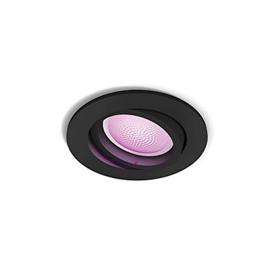 Philips Hue Centura svart rund: infälld spotlight, GU10 spotlights (5.7W), Philips Hue White and Color, Zigbee & BT, röststyrning via Amazon Alexa, Google Home, Siri